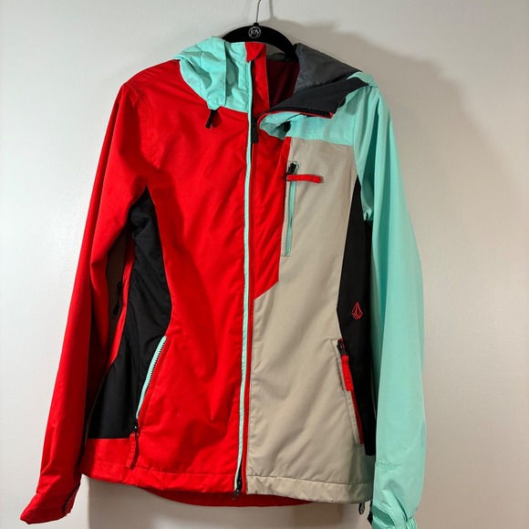 Volcom Ski Snowboard Jacket Waterproof Hooded Color Block Athletic Womens XS‎ - Picture 1 of 9